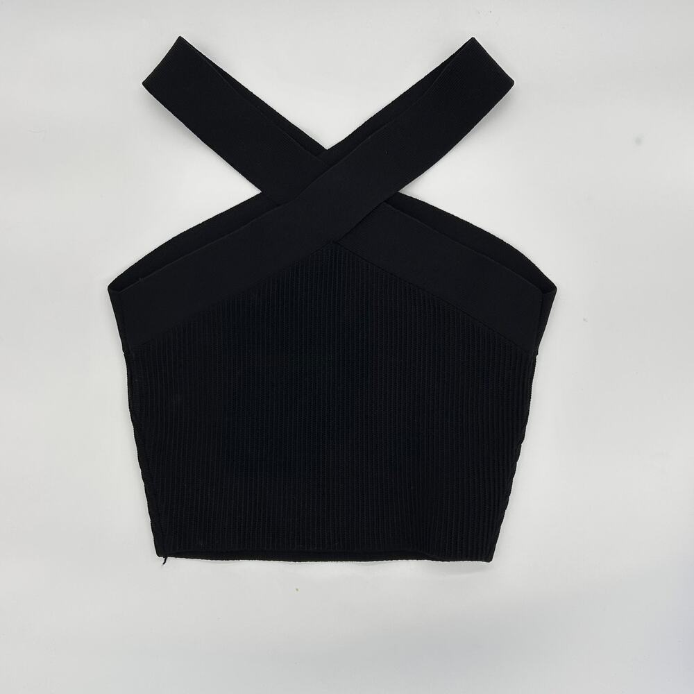 Aritzia Babaton Sculptknit Criss Cross Cropped Ribbed Tank Top Crop Halter Small - Picture 4 of 7
